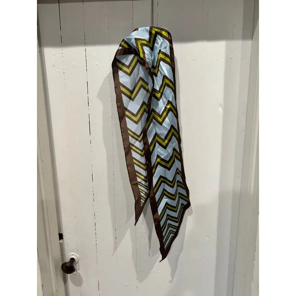 Silky Chevron Striped Ascot Scarf